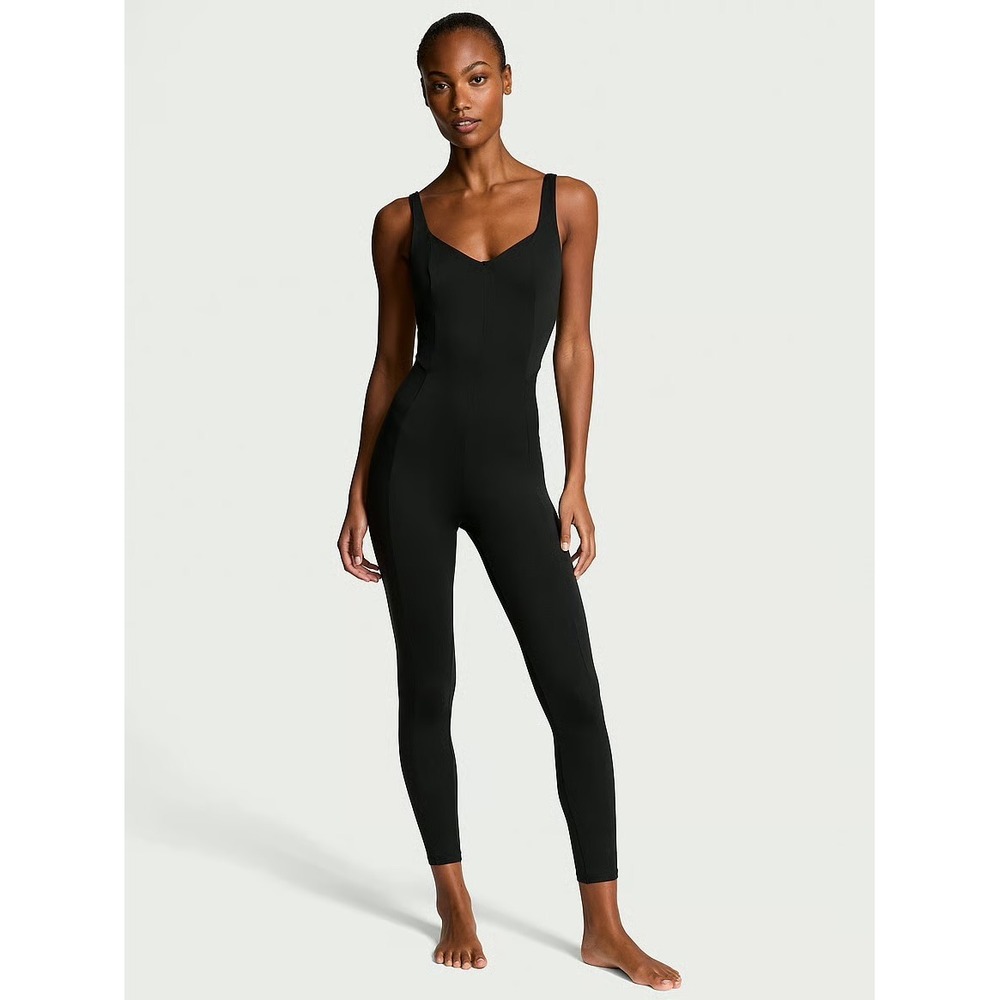 Victoria's Secret VSX Activate Black Sweetheart Catsuit‎ Jumpsuit Size L EUC